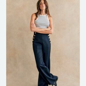 Sezane High-Waisted Button Pant